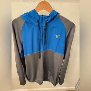 Blue and Gray Hooded Jacket